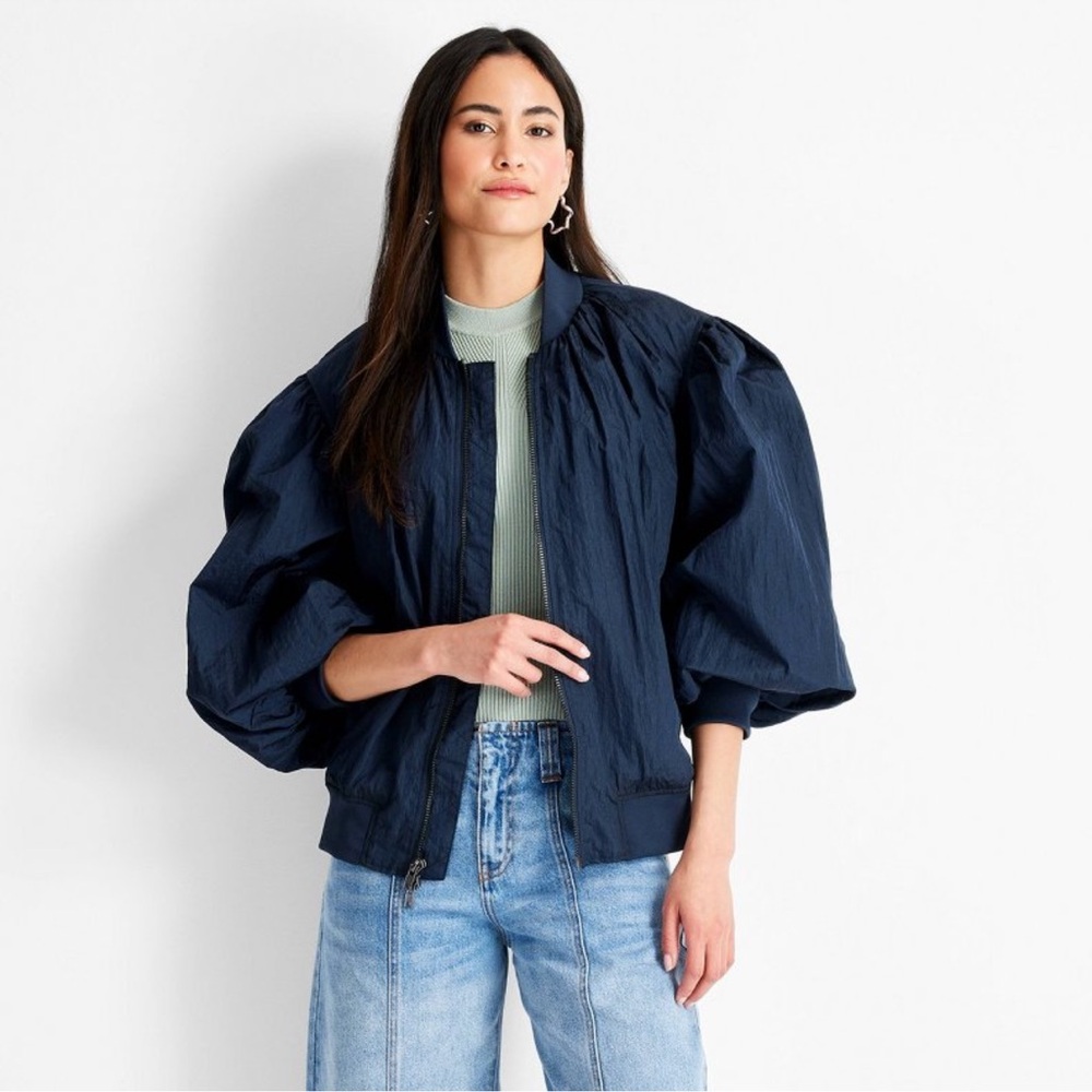 Target Navy Puff-Sleeve Bomber Jacket